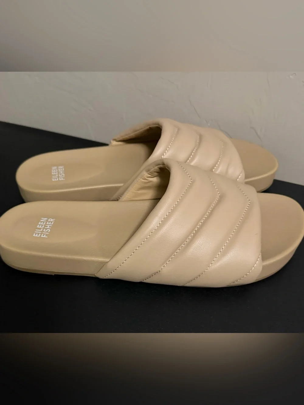 Eileen Fisher Haze Quilted Slide Sandals Sz 10 NWT